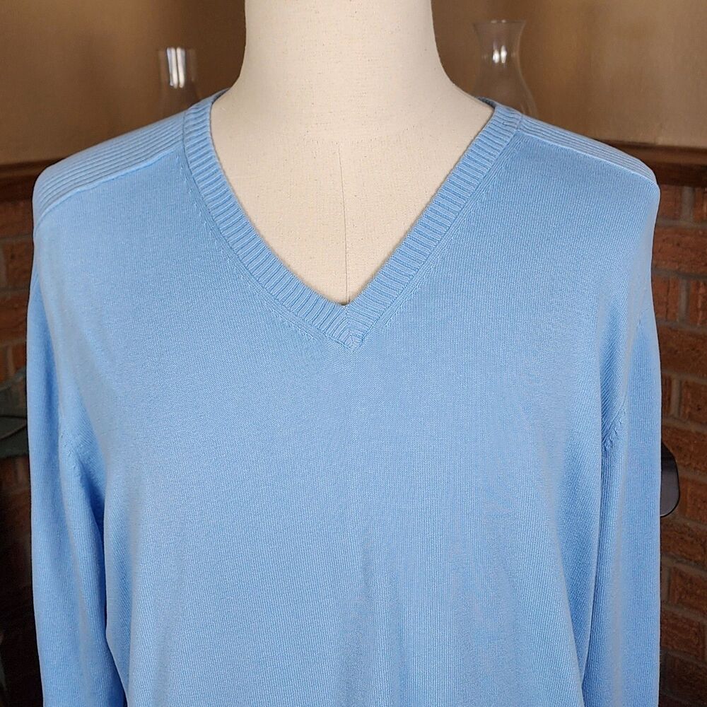 Jack Nicklaus 100% Cotton Blue V Neck Pullover Sweater XL